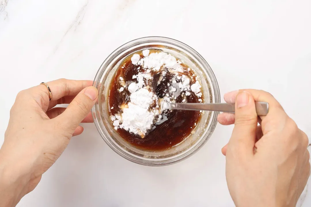 making sauce in a small bowl