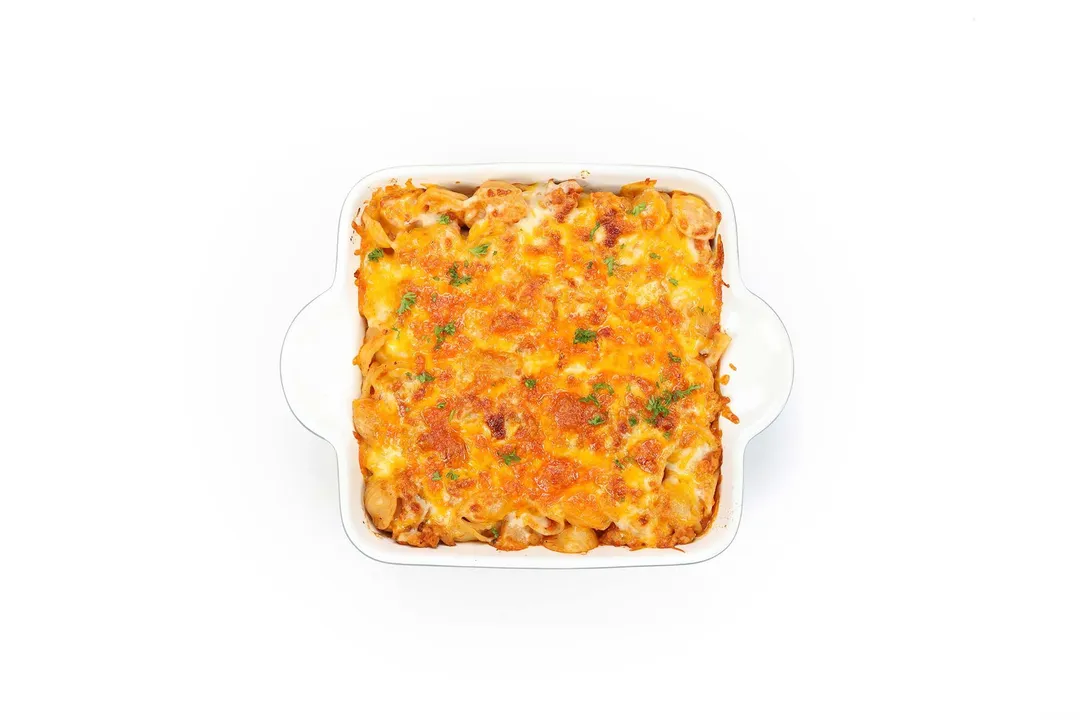 top view of a ground chicken casserole