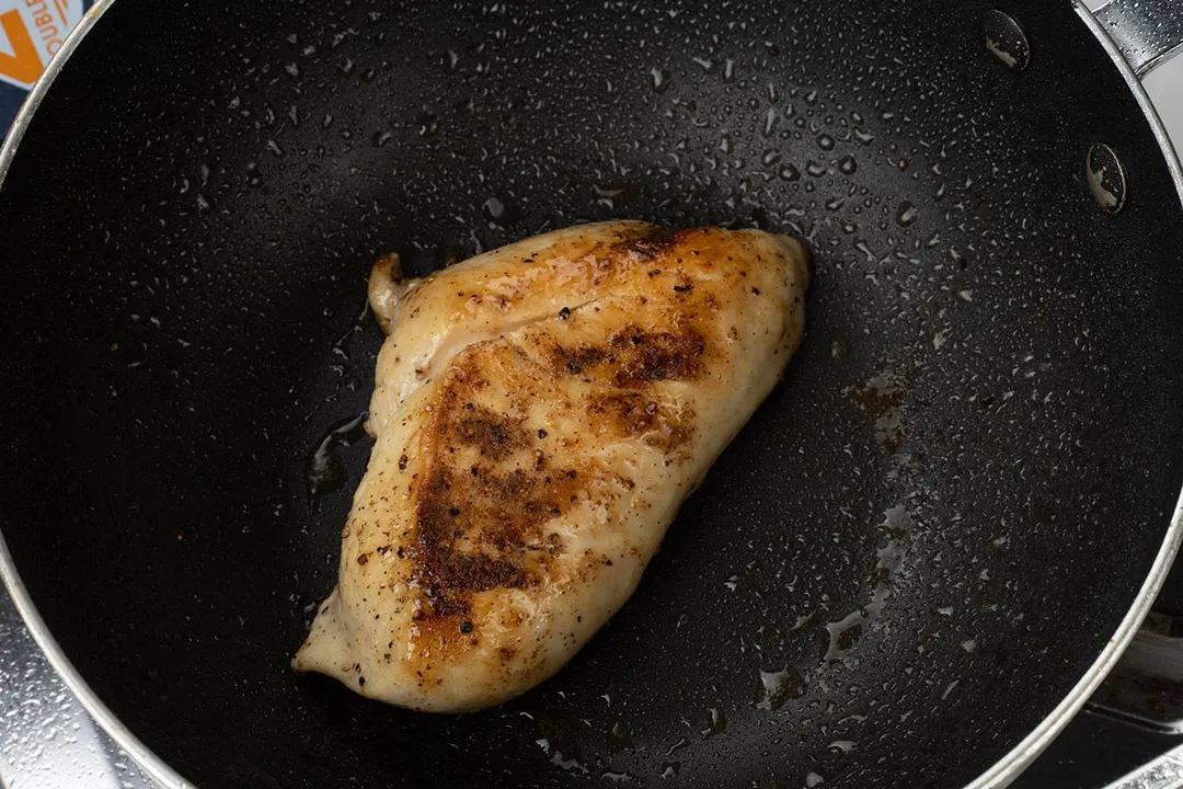 chicken seared in a non-stick skillet