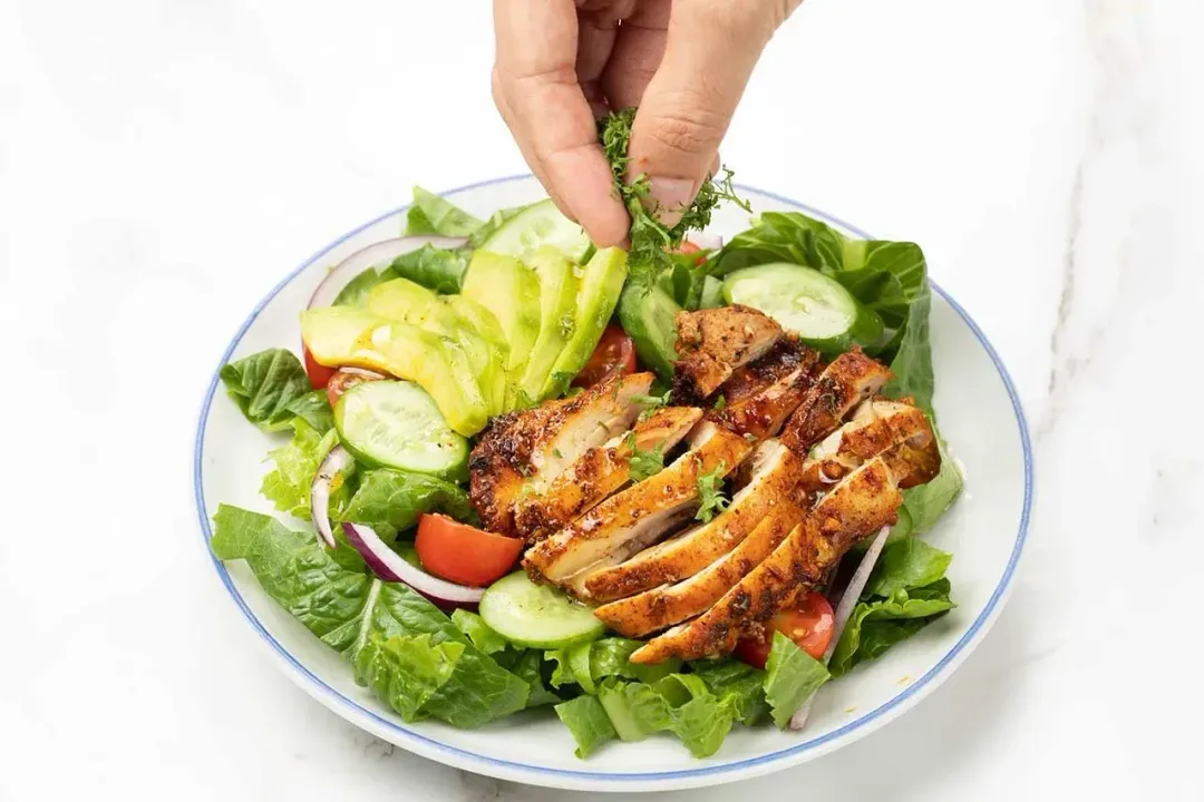 step 4 toss grilled chicken salad