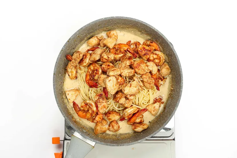 Chicken and Shrimp Alfredo Recipe (Video): A Healthy and Comforting