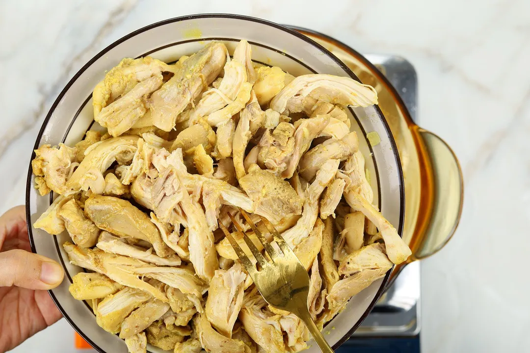 a plate of shredded chicken
