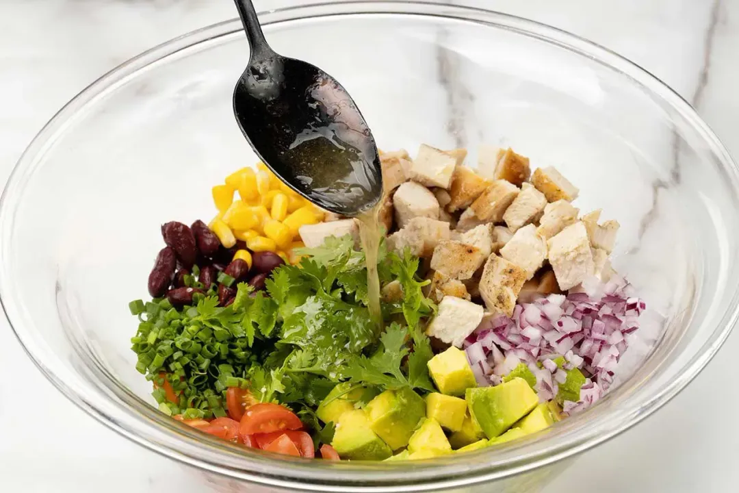 step 5 toss with the dressing of avocado chicken salad