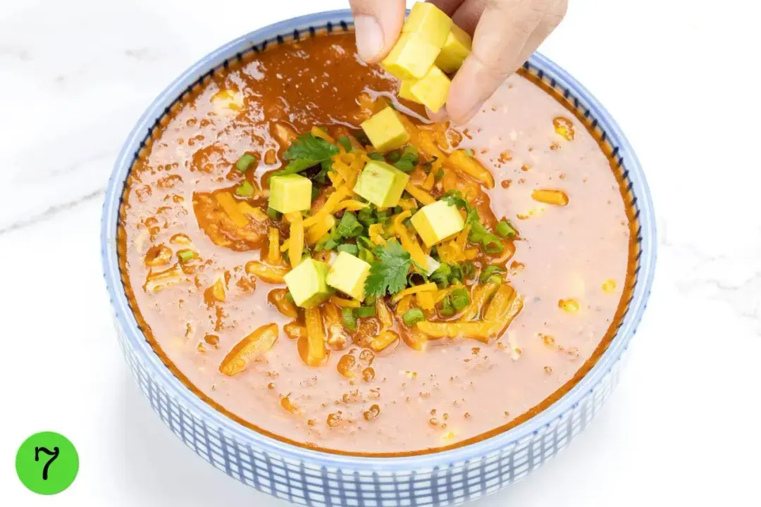 step 7 how to make topping and serve Chicken Tortilla Soup