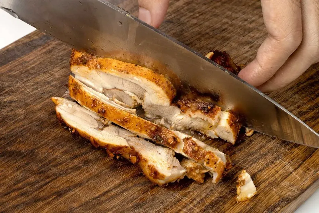 step cool down and slice chicken