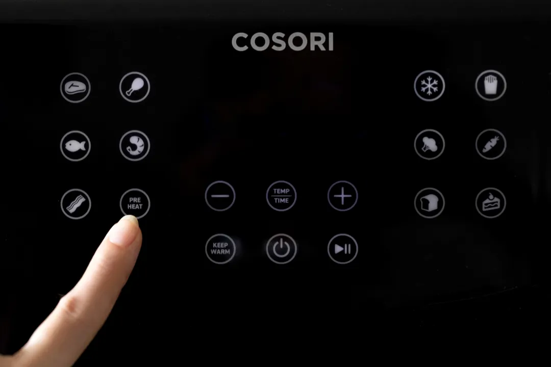 index finger touch on Cosori air fryer