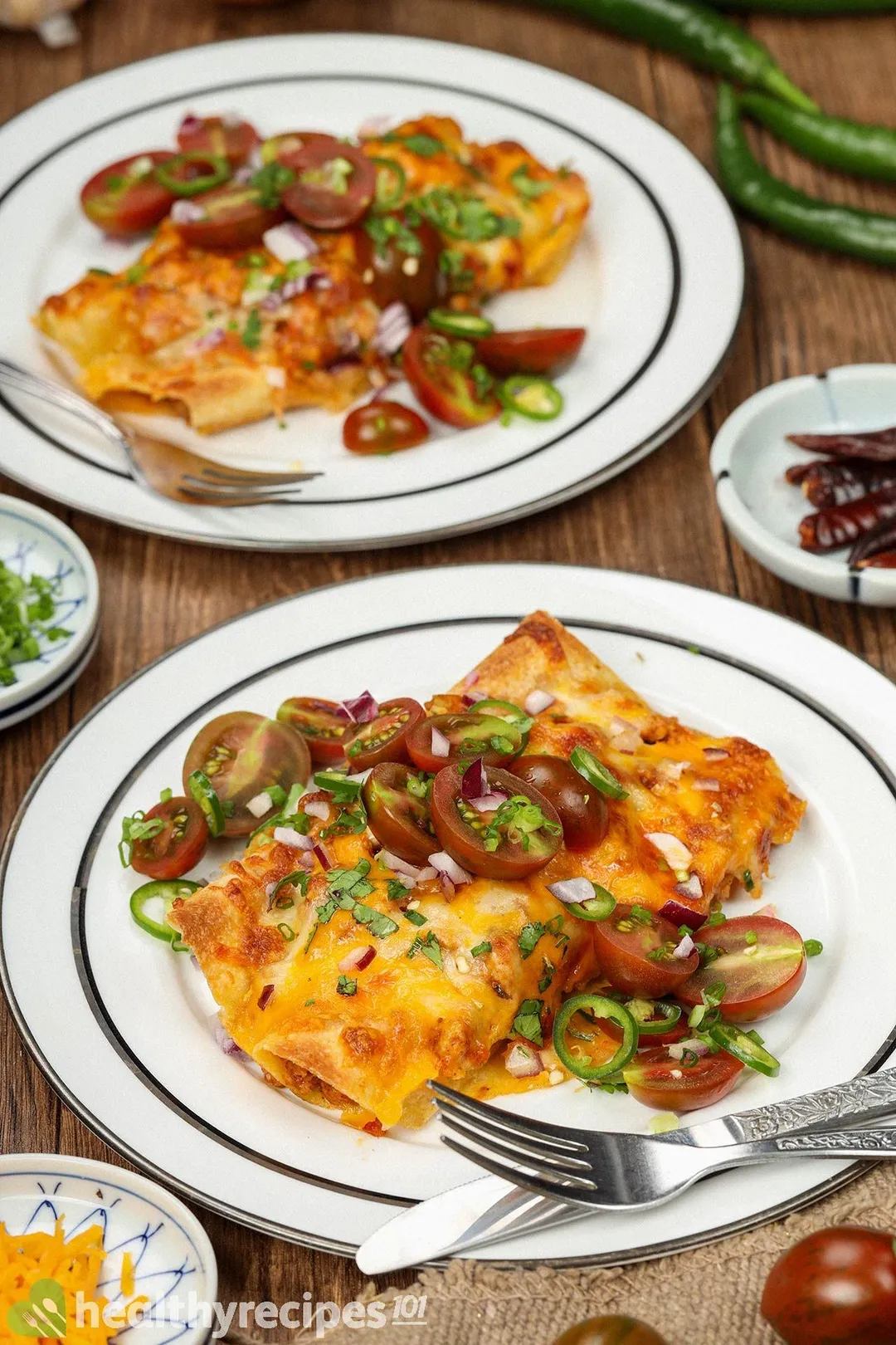 two plate of cooked chicken