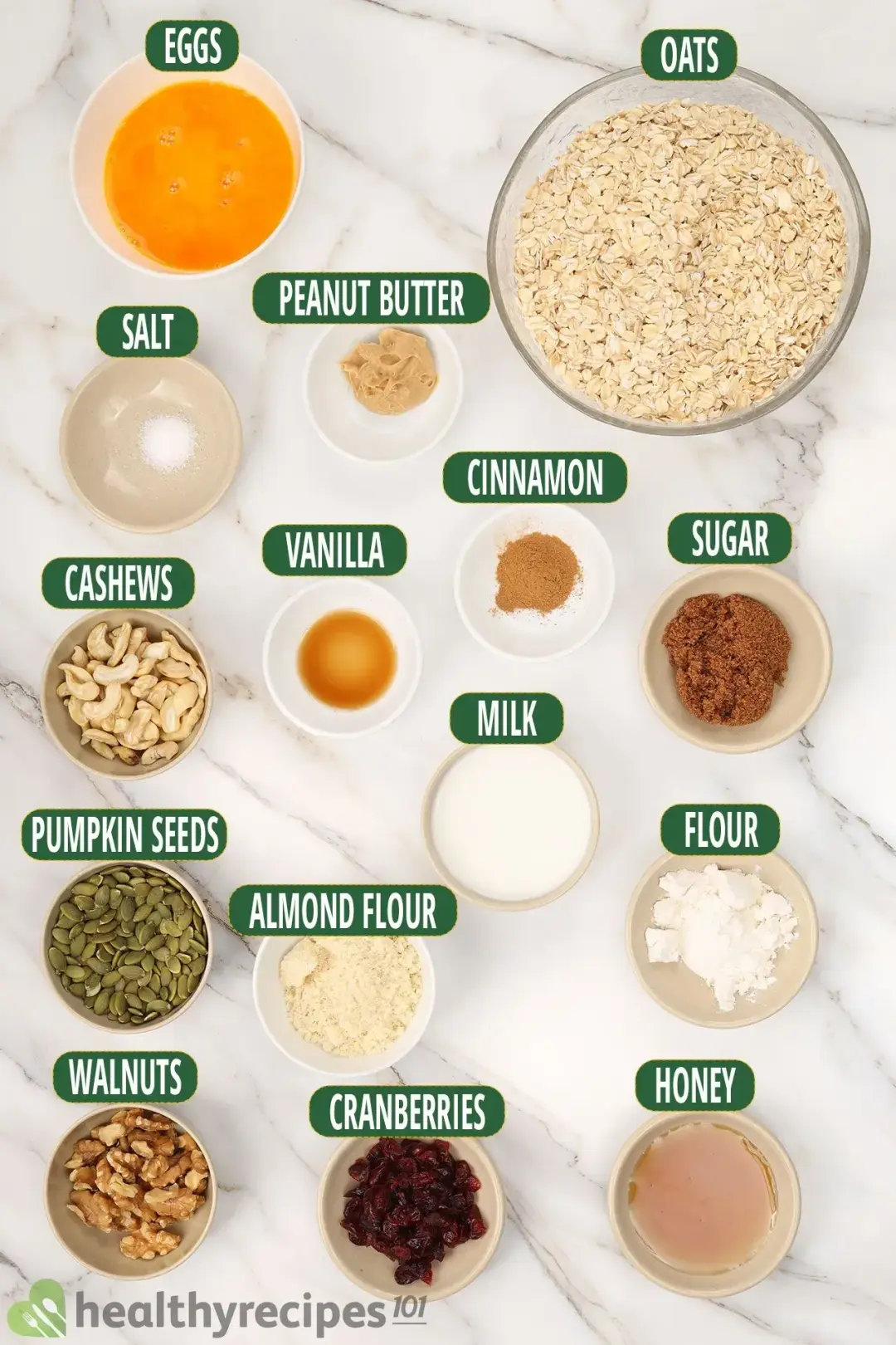 ingredients for oatmeal bar