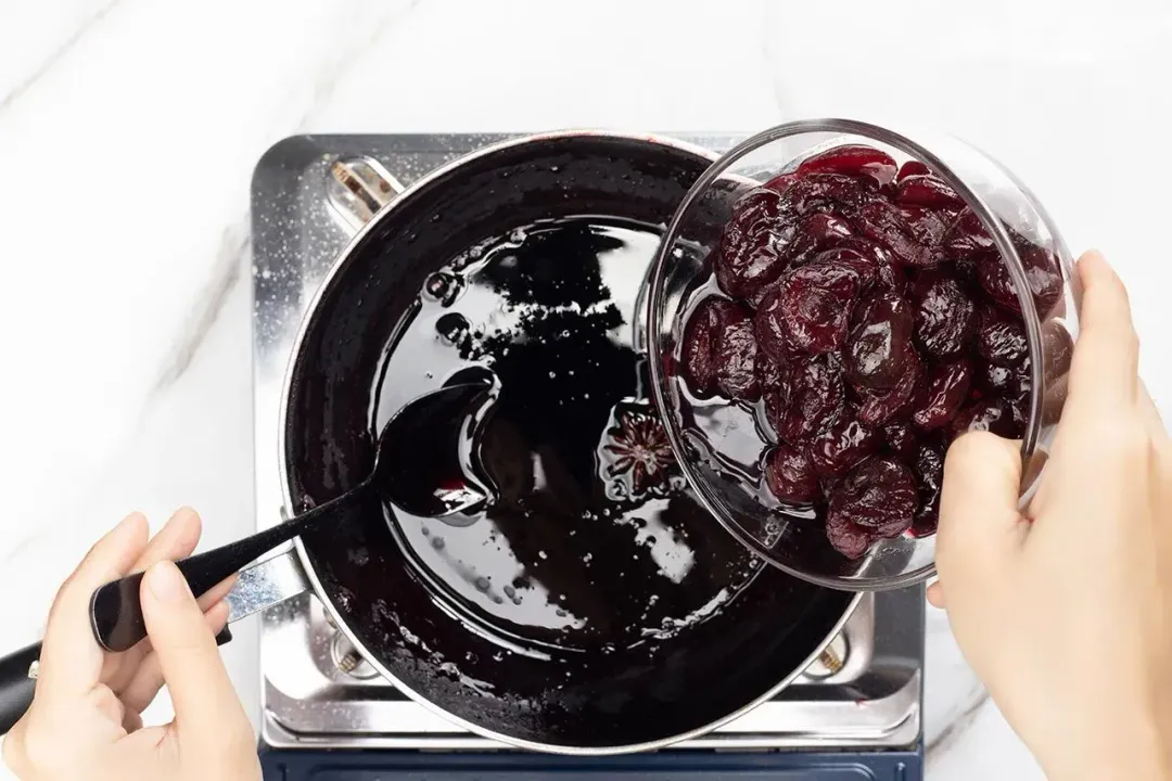 step 3 Take the cherries out after 10 minutes Reduce the sauce