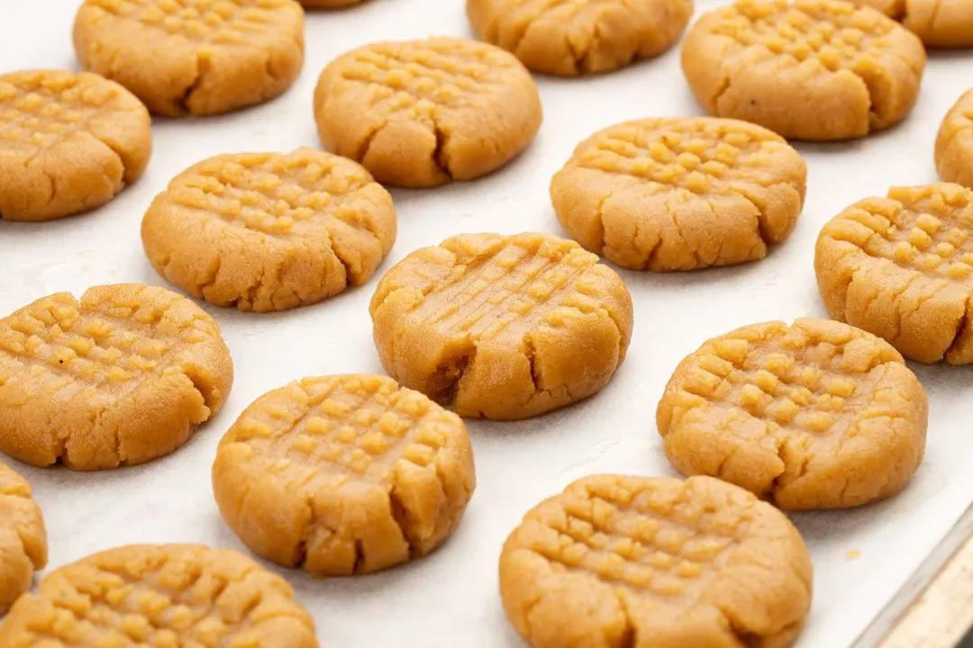 peanut butter cookies on a baking tray