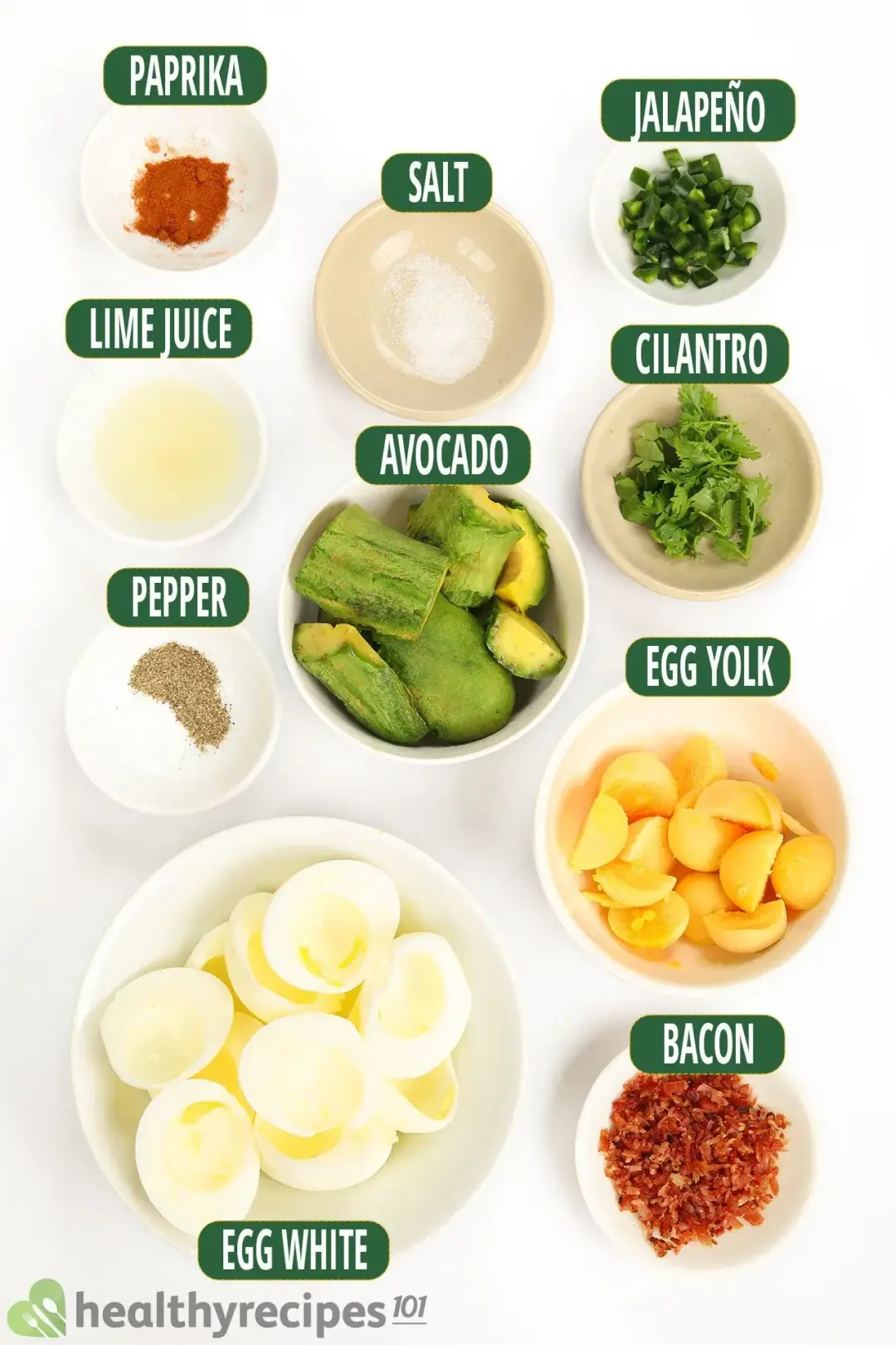 ingredients for Avocado Deviled Eggs