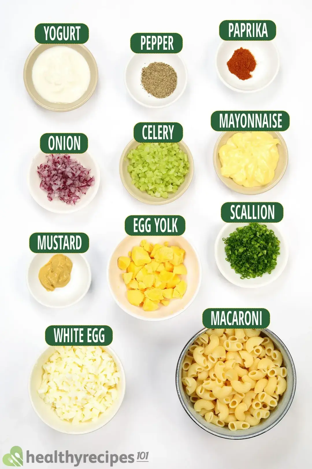 ingredients for deviled egg pasta salad