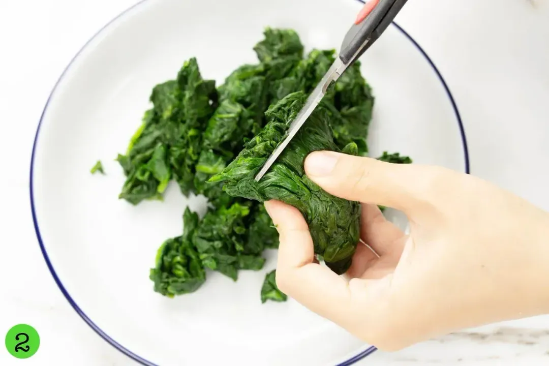 Step 2 Chop spinach for Shirred Eggs Recipe