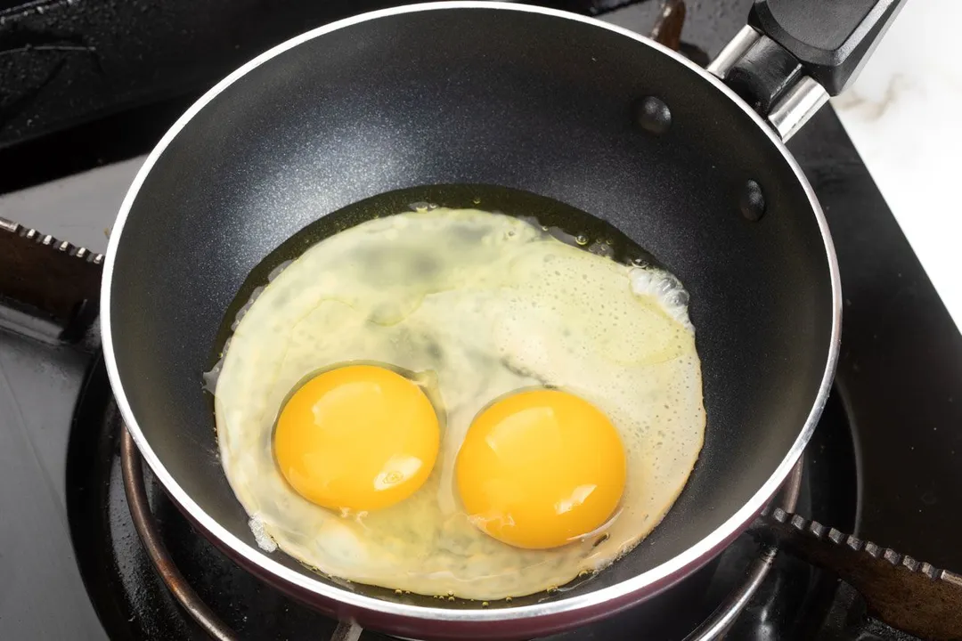 frying eggs in a nonstick skillet