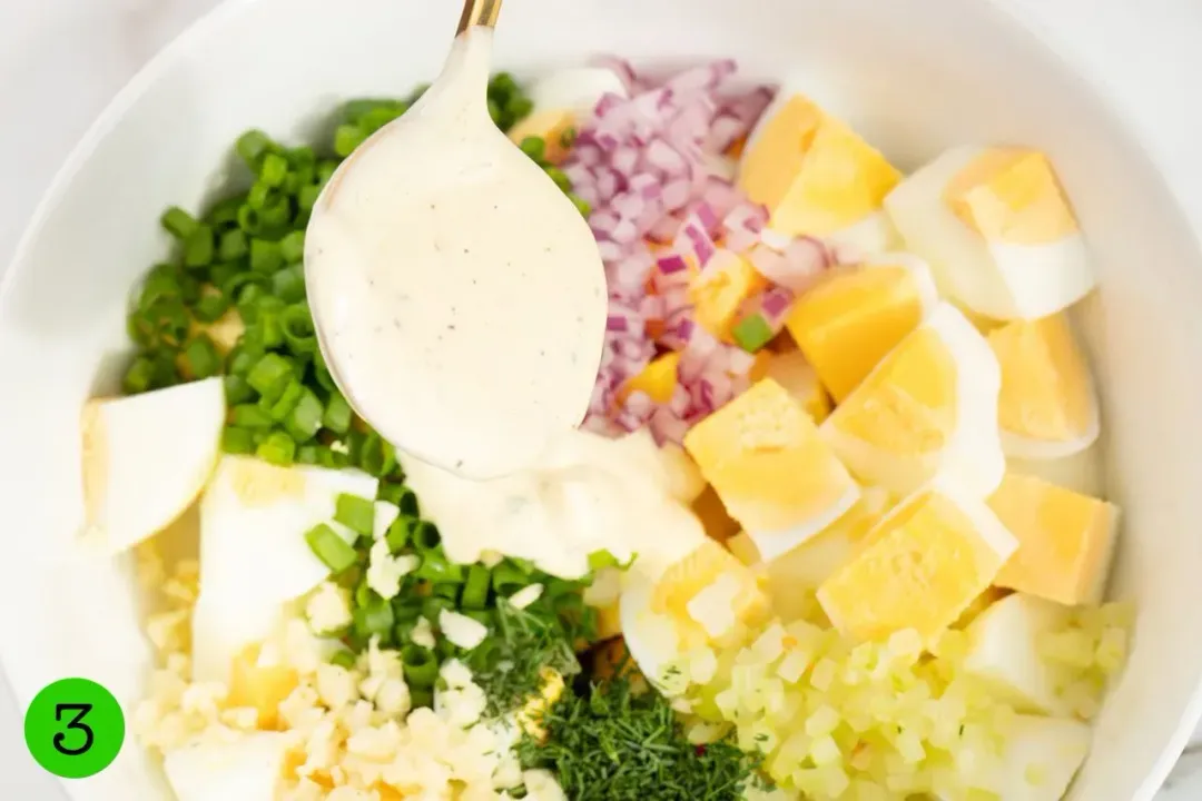 step 3 Combine ingredients in a bowl for Egg Salad