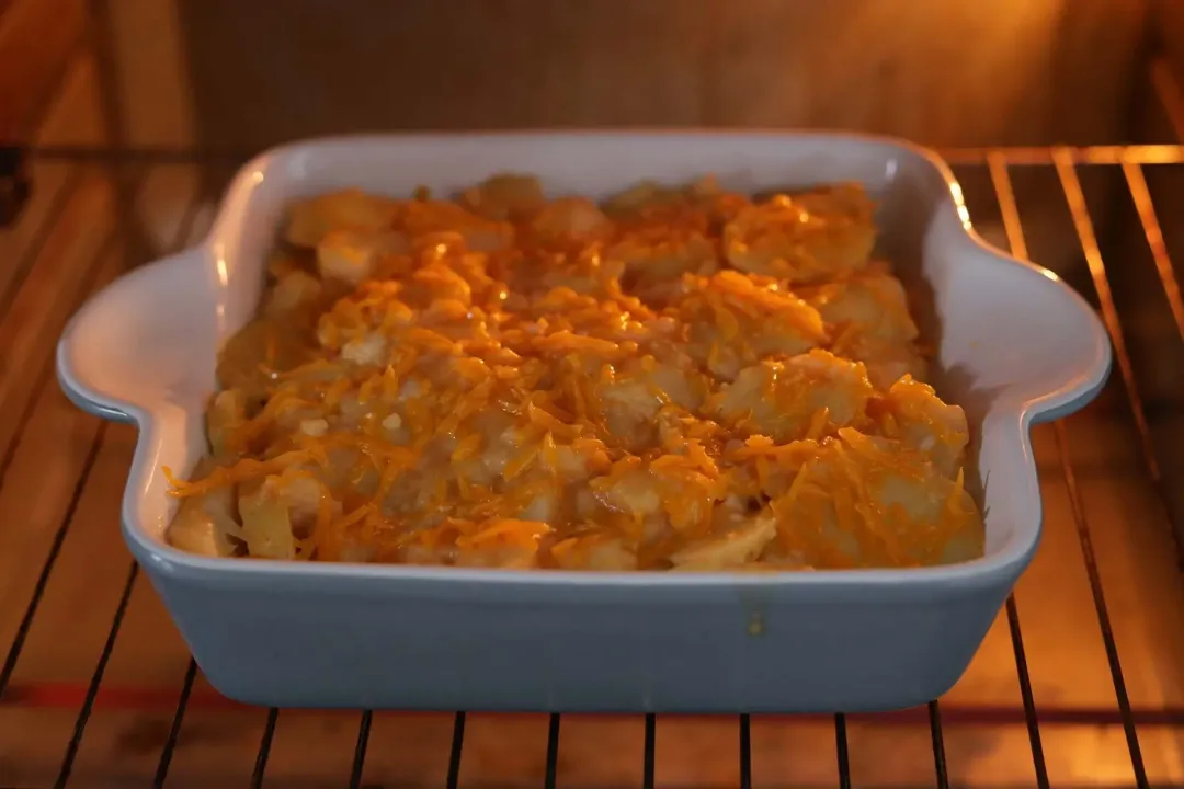 Add the potatoes to a baking dish and bake