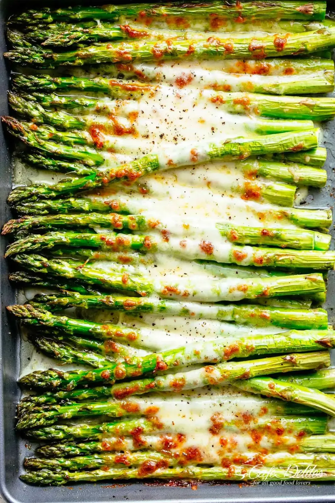 cheesy garlic roasted asparagus