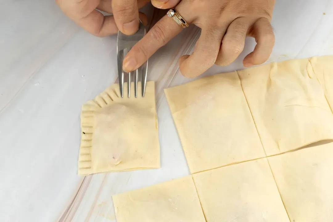 Cut into small pieces and pinch the edges shut