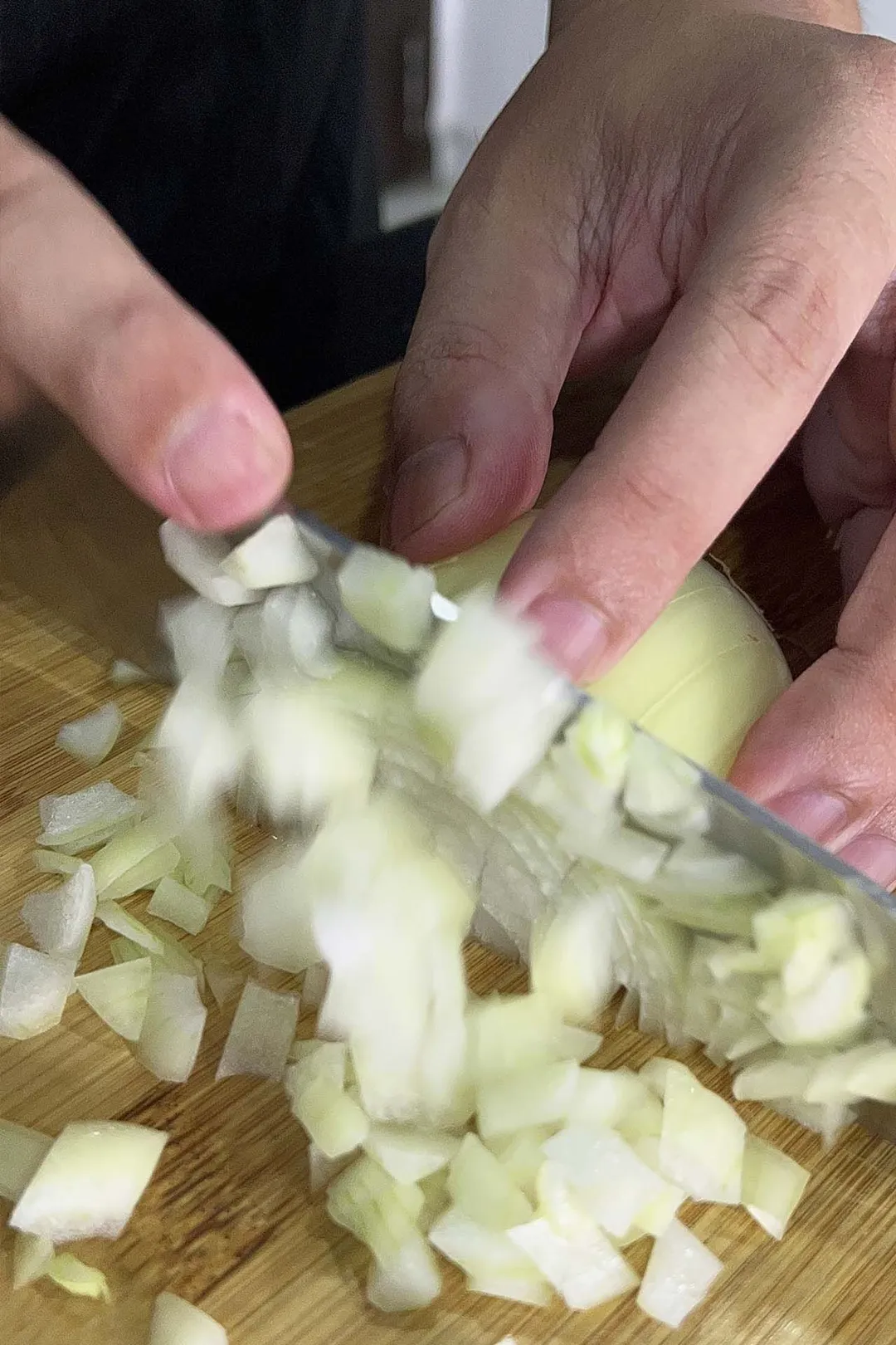dicing onion