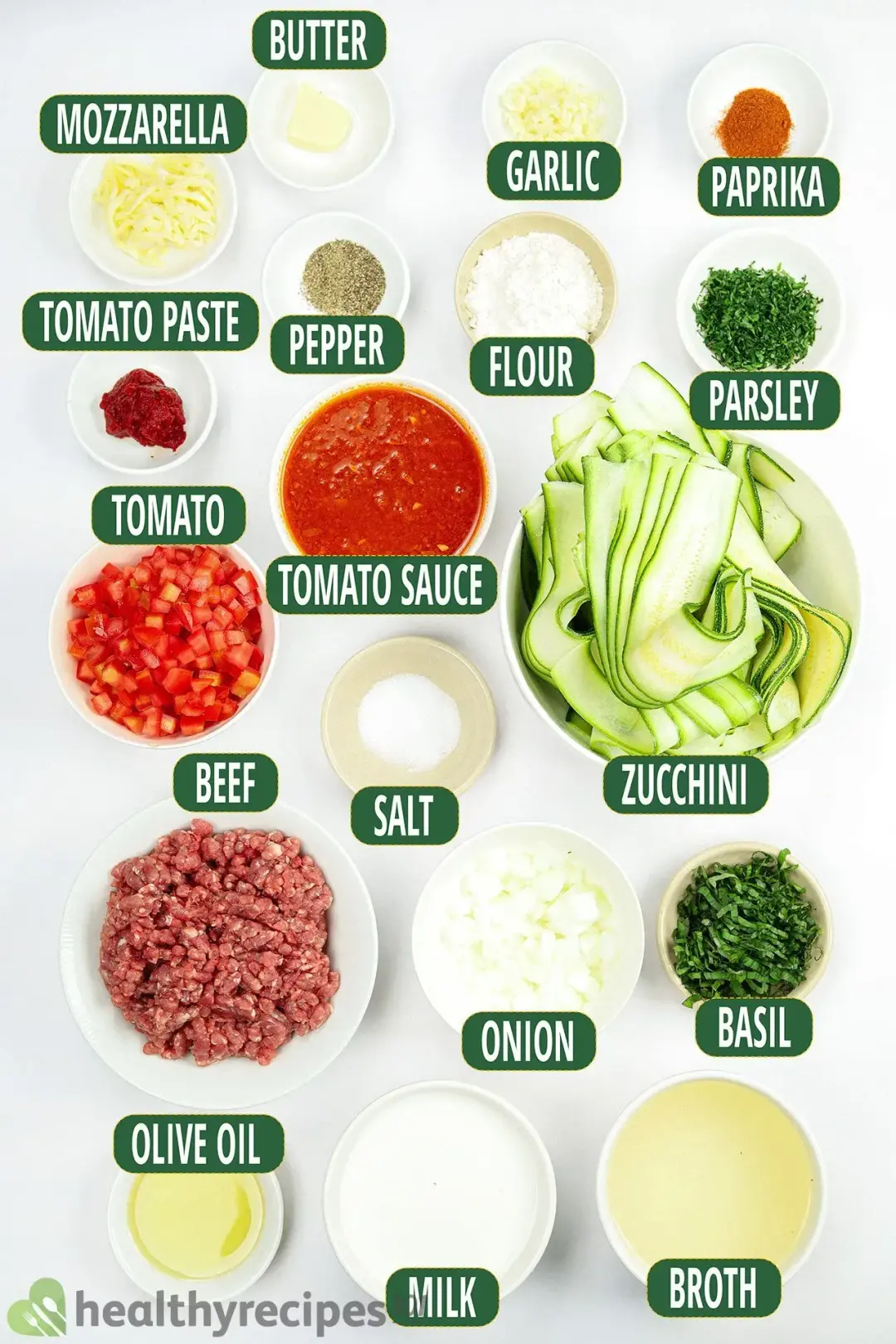 Ingredients for Zucchini Lasagna