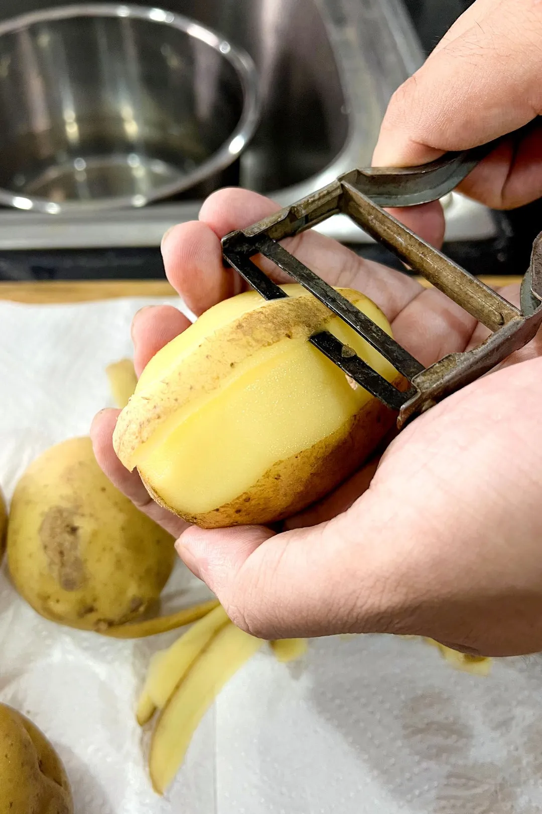 peeling a potato