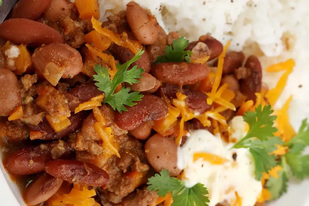 Serve with rice and toppings instant pot chili