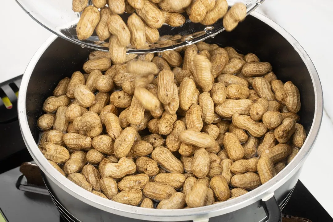 add peanuts to a boiling pot