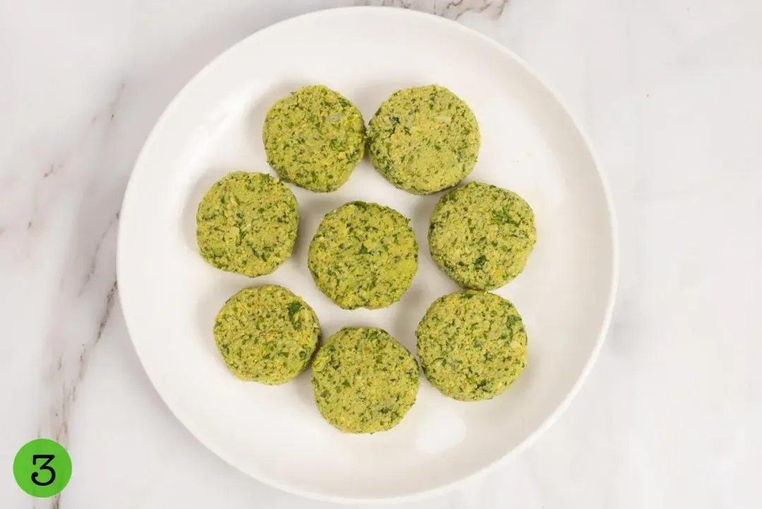 Step 3 Make falafel balls and flatten them