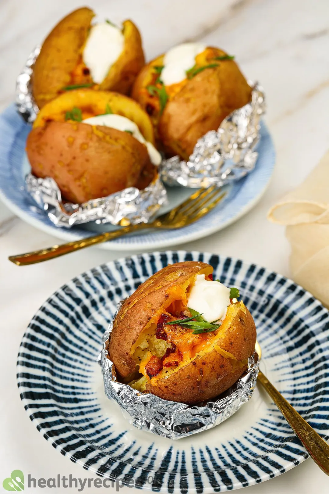 two plate of baked potato