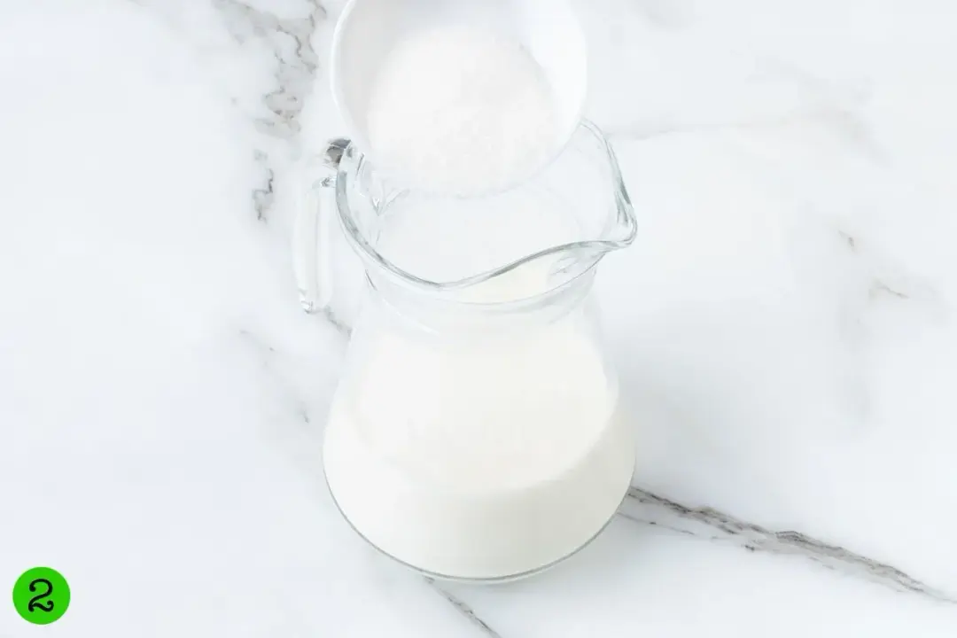 Granulated  sugar added to a milk pitcher