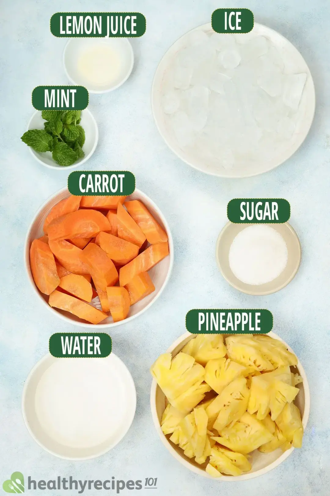 Ingredients for Pineapple Carrot Juice