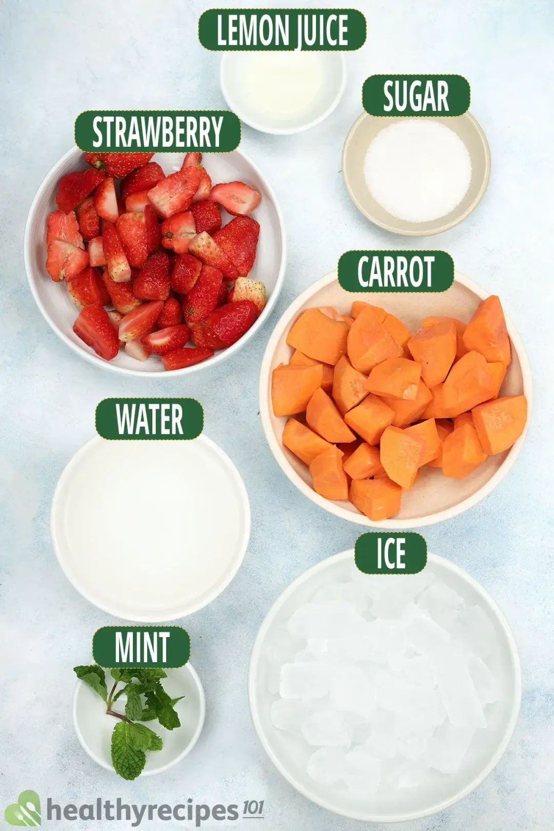 Ingredients for Strawberry Carrot Juice