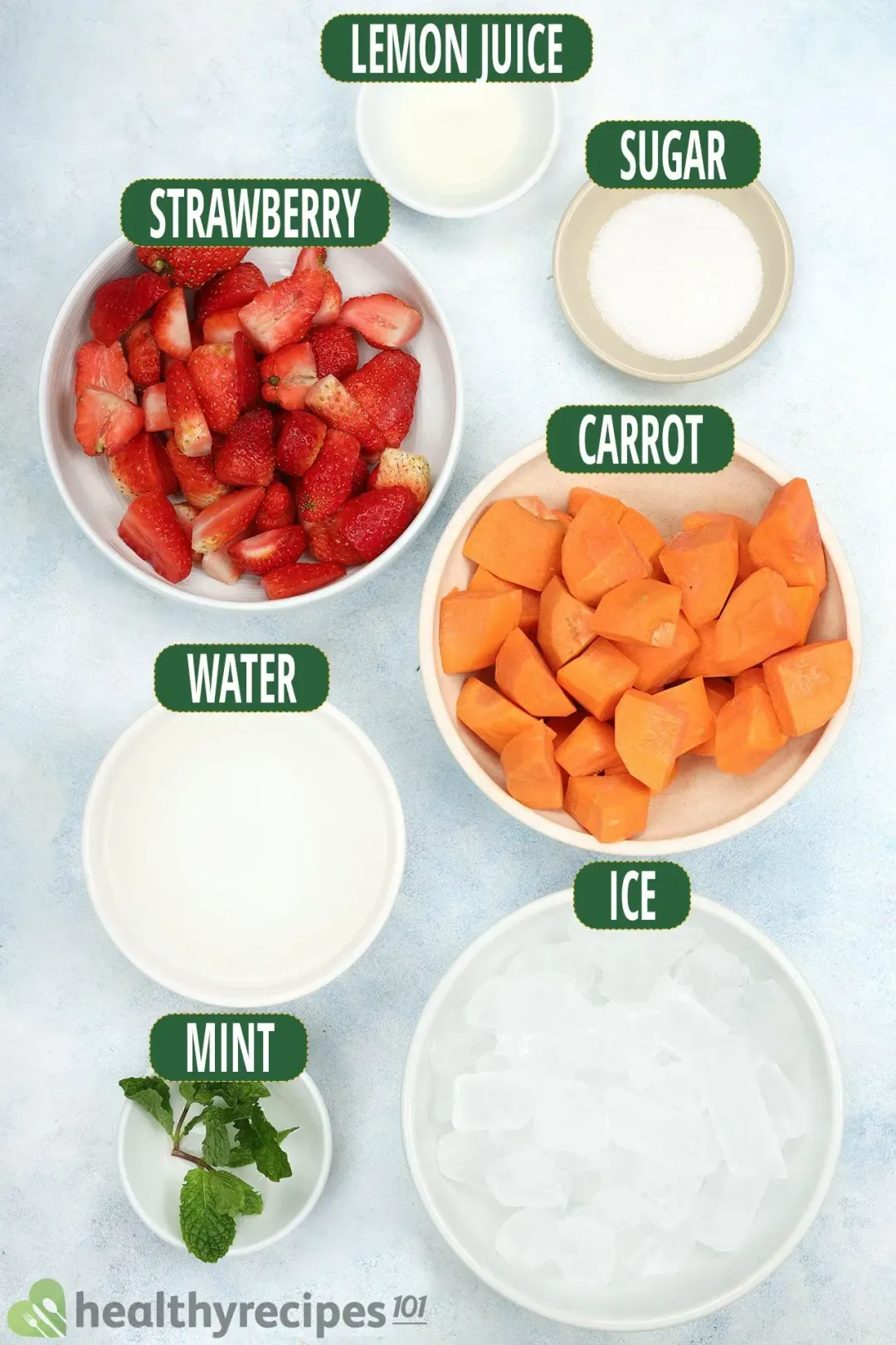 Ingredients for Strawberry Carrot Juice