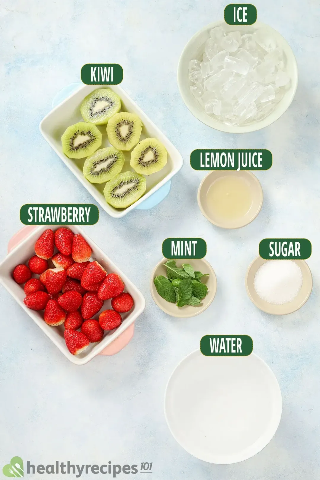 ingredients for Strawberry Kiwi Juice