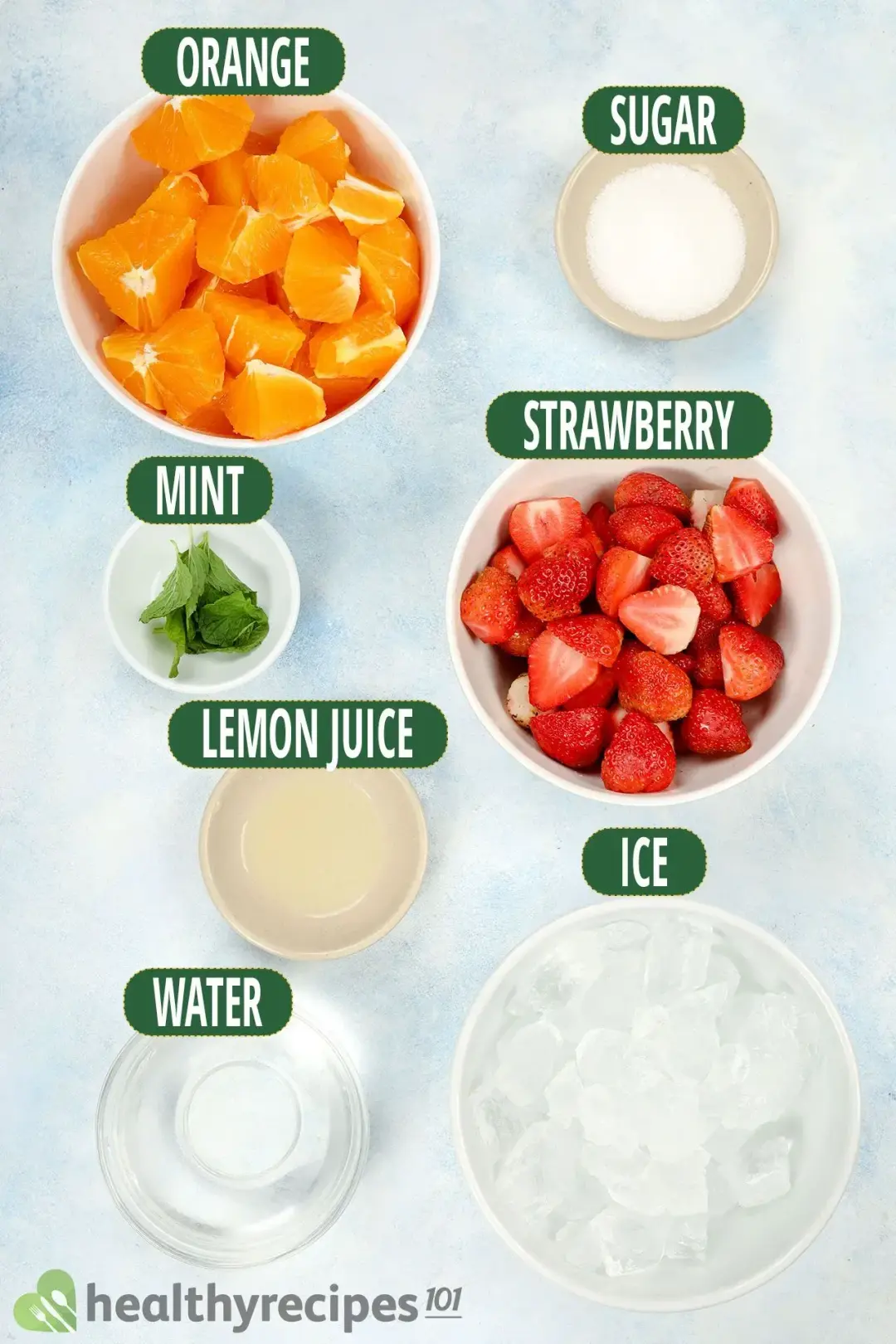 Main Ingredients for Strawberry Orange Juice