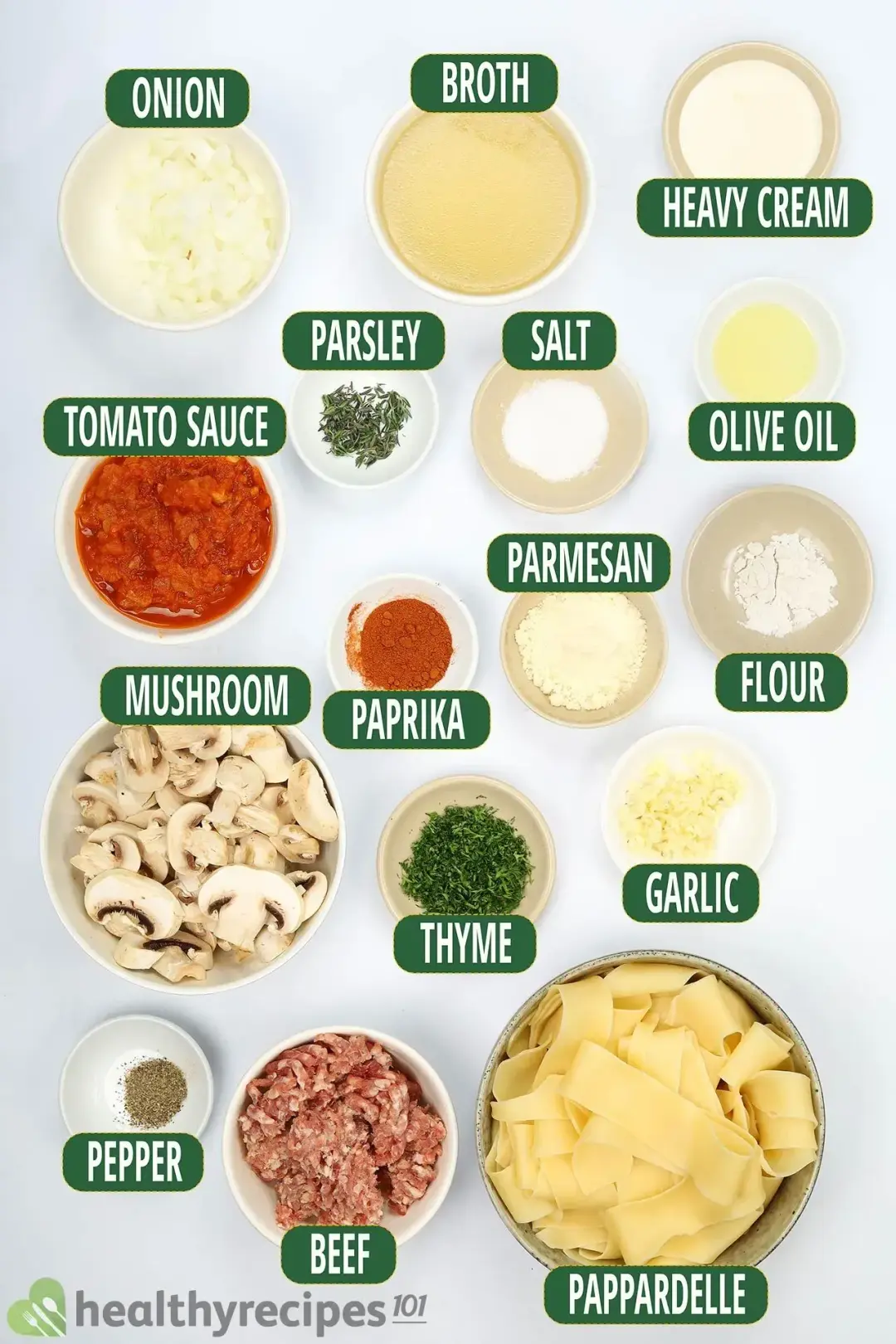 ingredients for Creamy Tomato Pappardelle Pasta