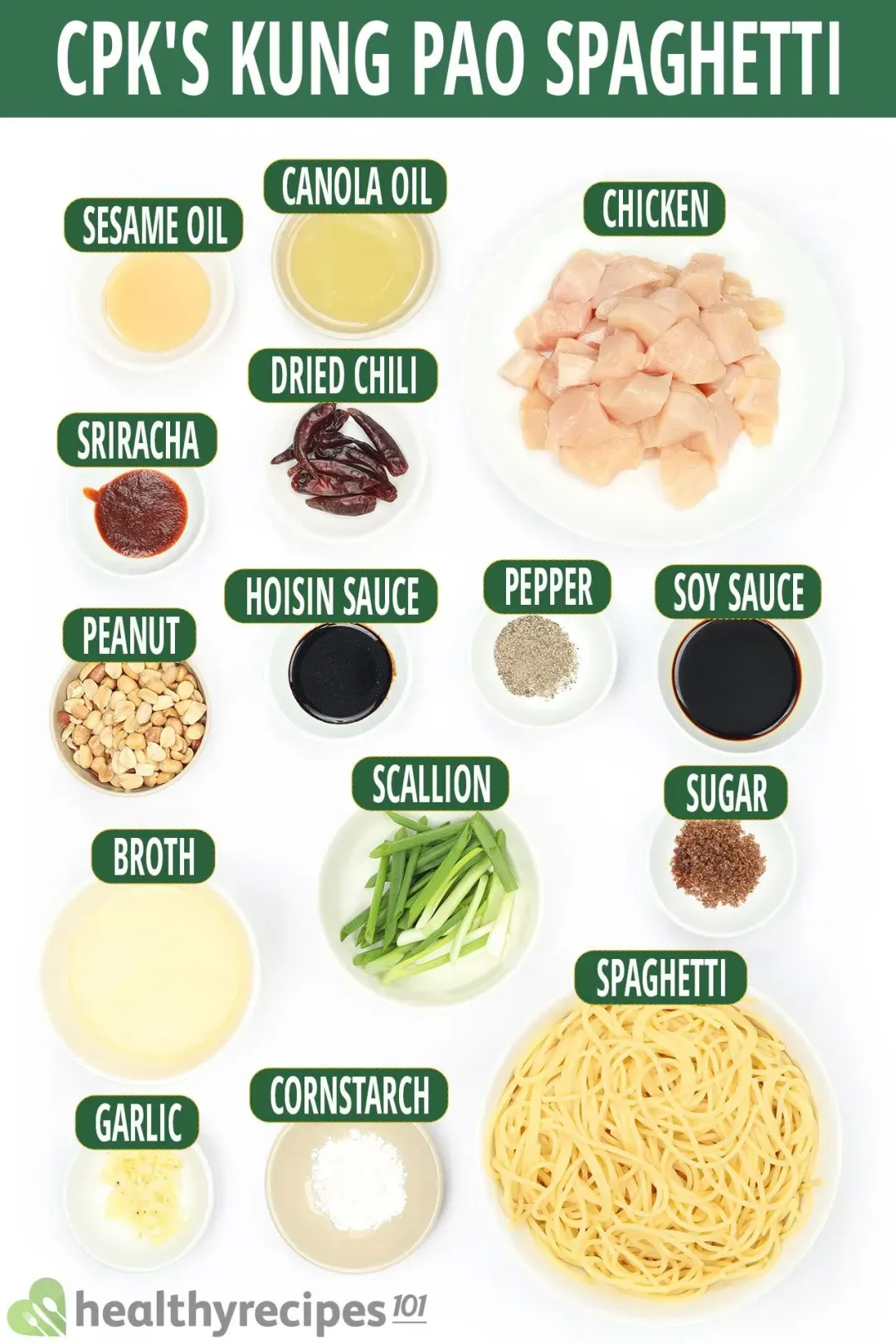 ingredients for kung pao spaghetti