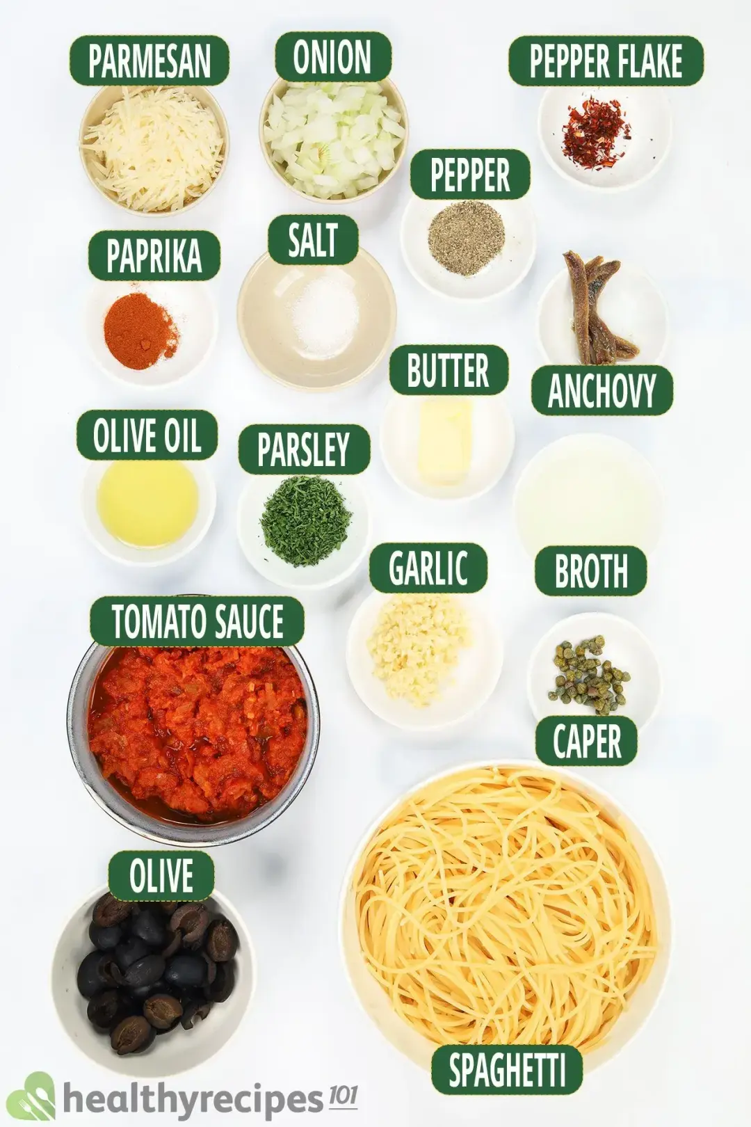 Ingredients for Pasta Puttanesca