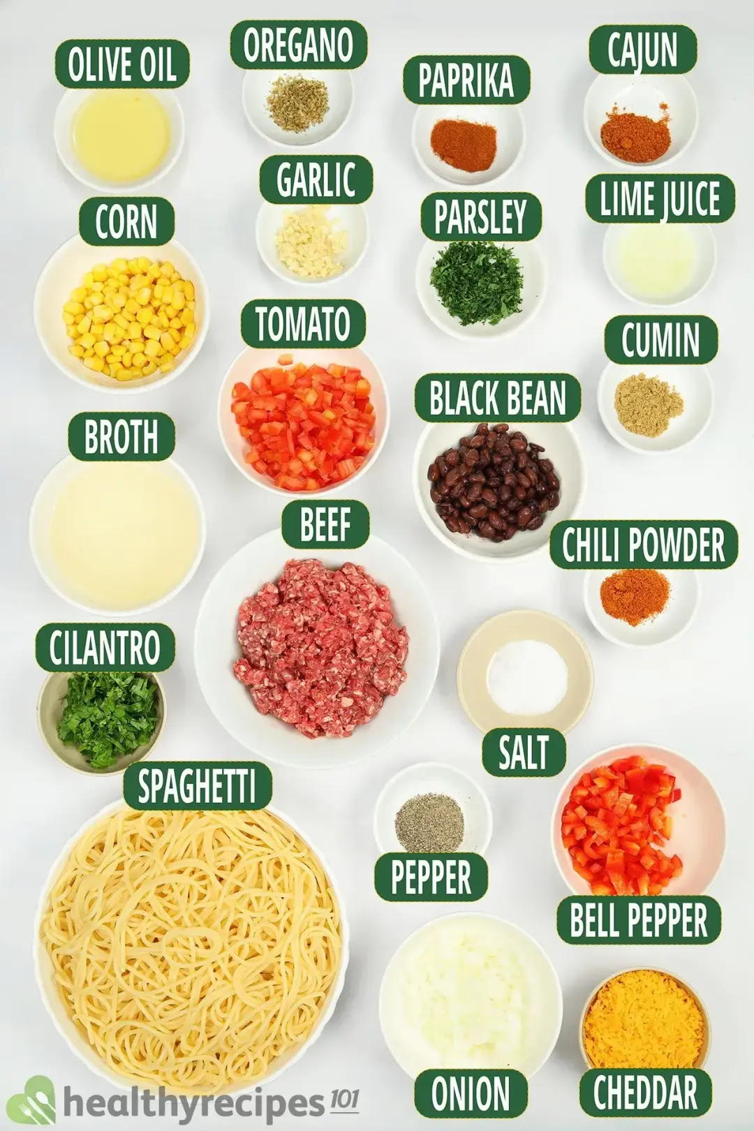 Ingredients for Southwestern Spaghetti