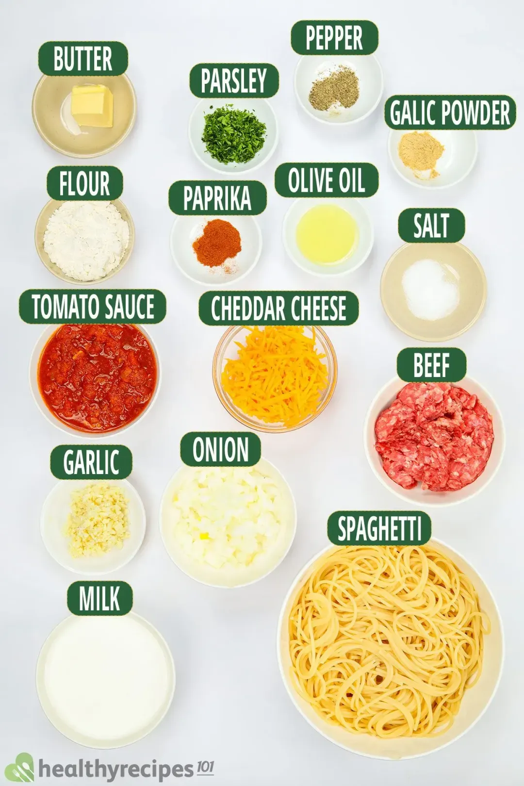 Ingredients for Spaghetti Casserole