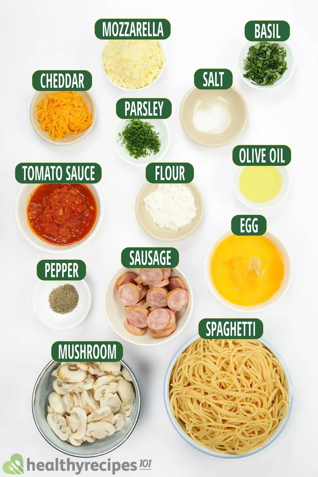 Ingredients for Spaghetti Pizza