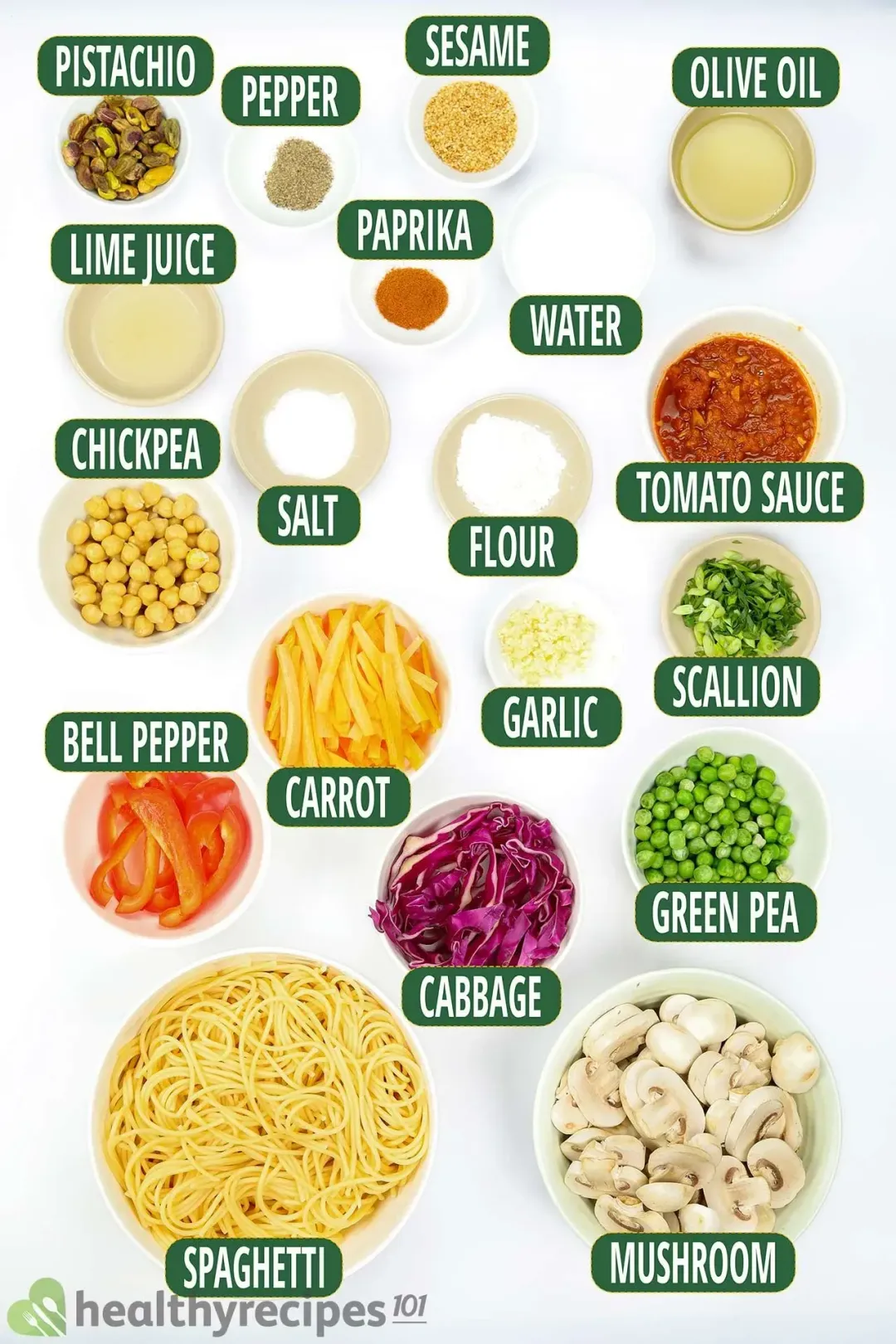 Ingredients for Vegan Spaghetti