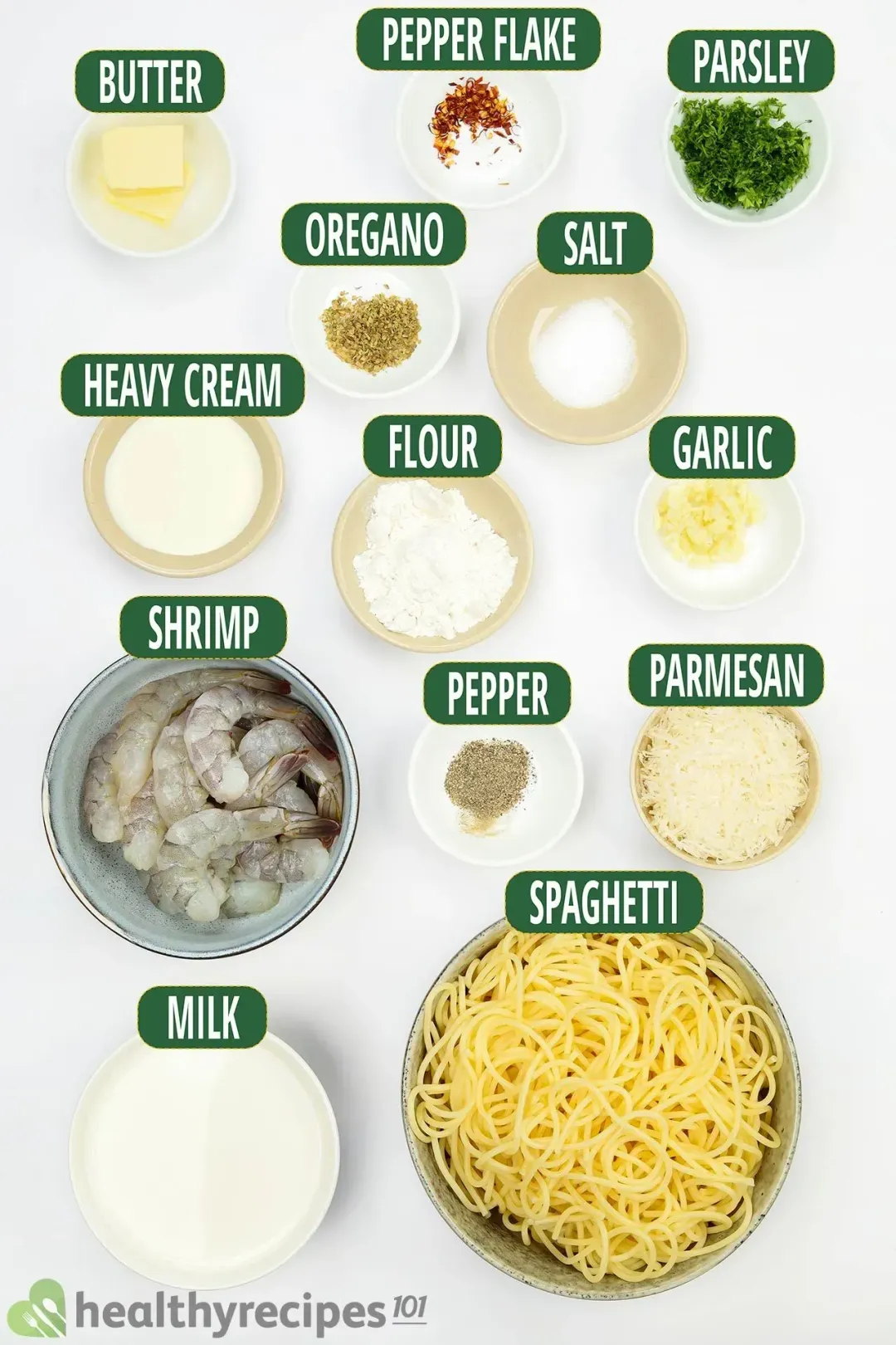 Ingredients for White Spaghetti