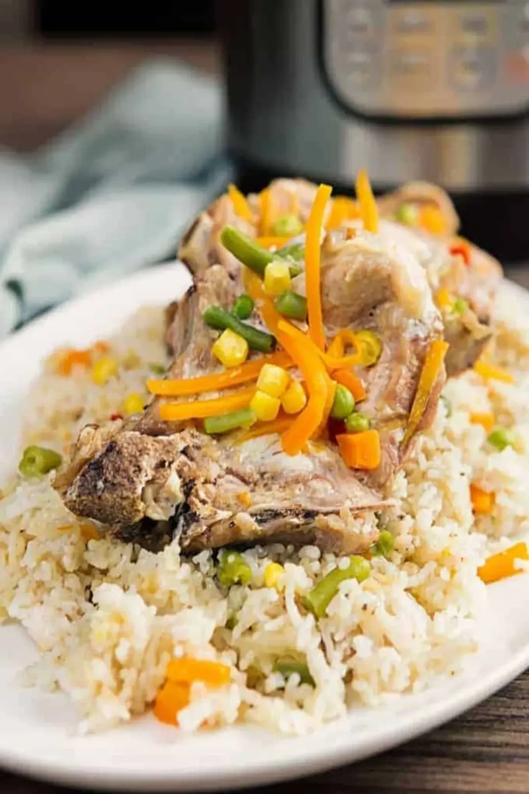 Instant Pot Pork Chops and Veggie Rice