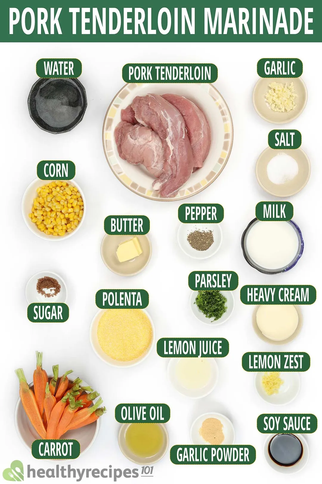 ingredient bowls for pork tenderloin marinade