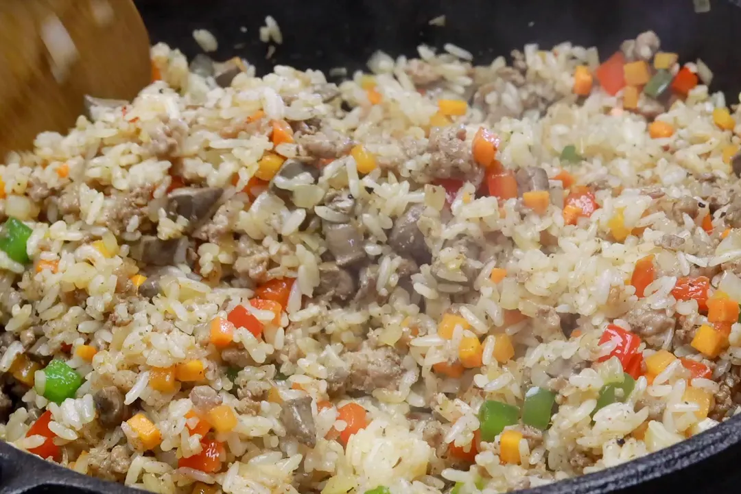 cooking rice and vegetables