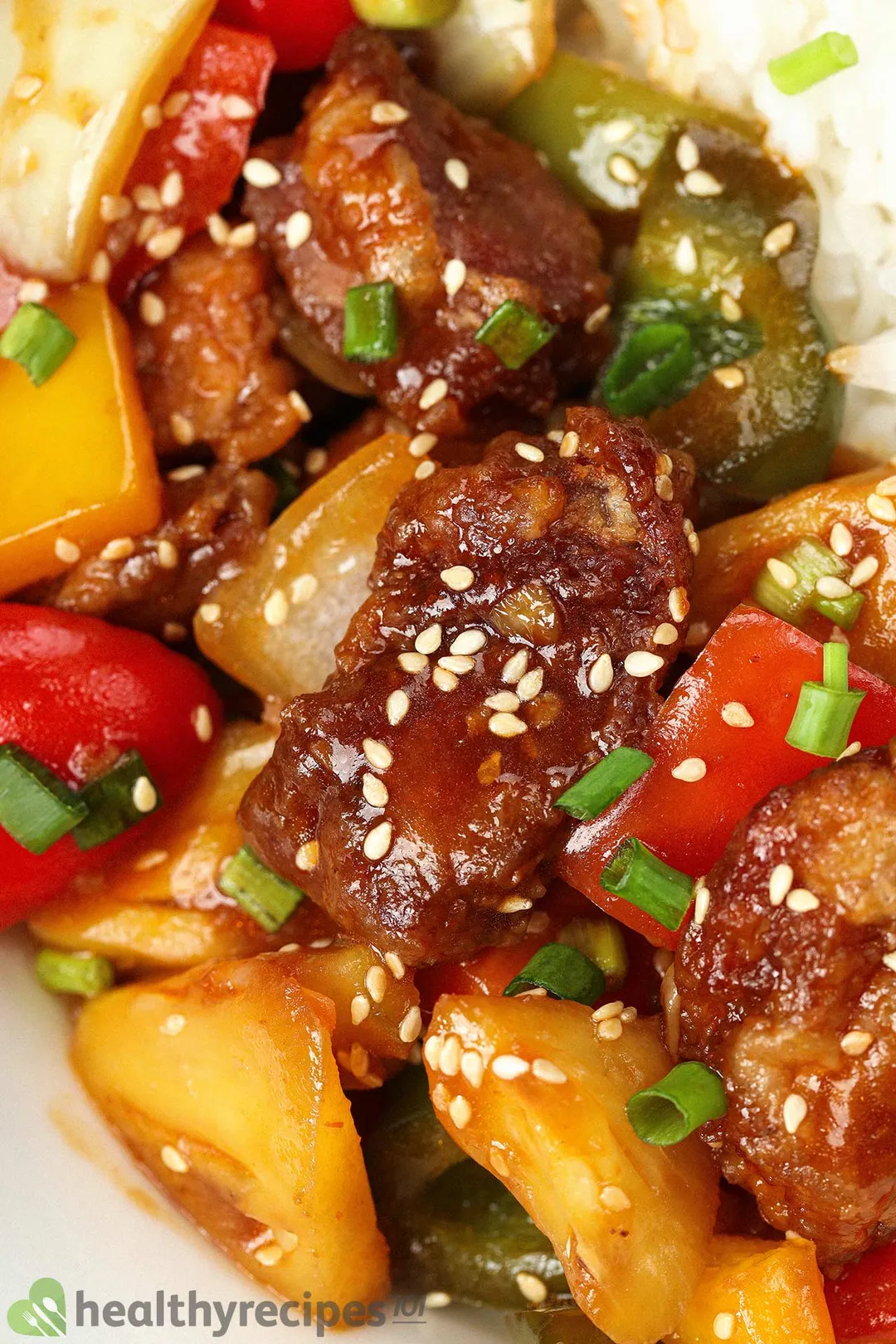 close shot of cooked sweet and sour pork dish