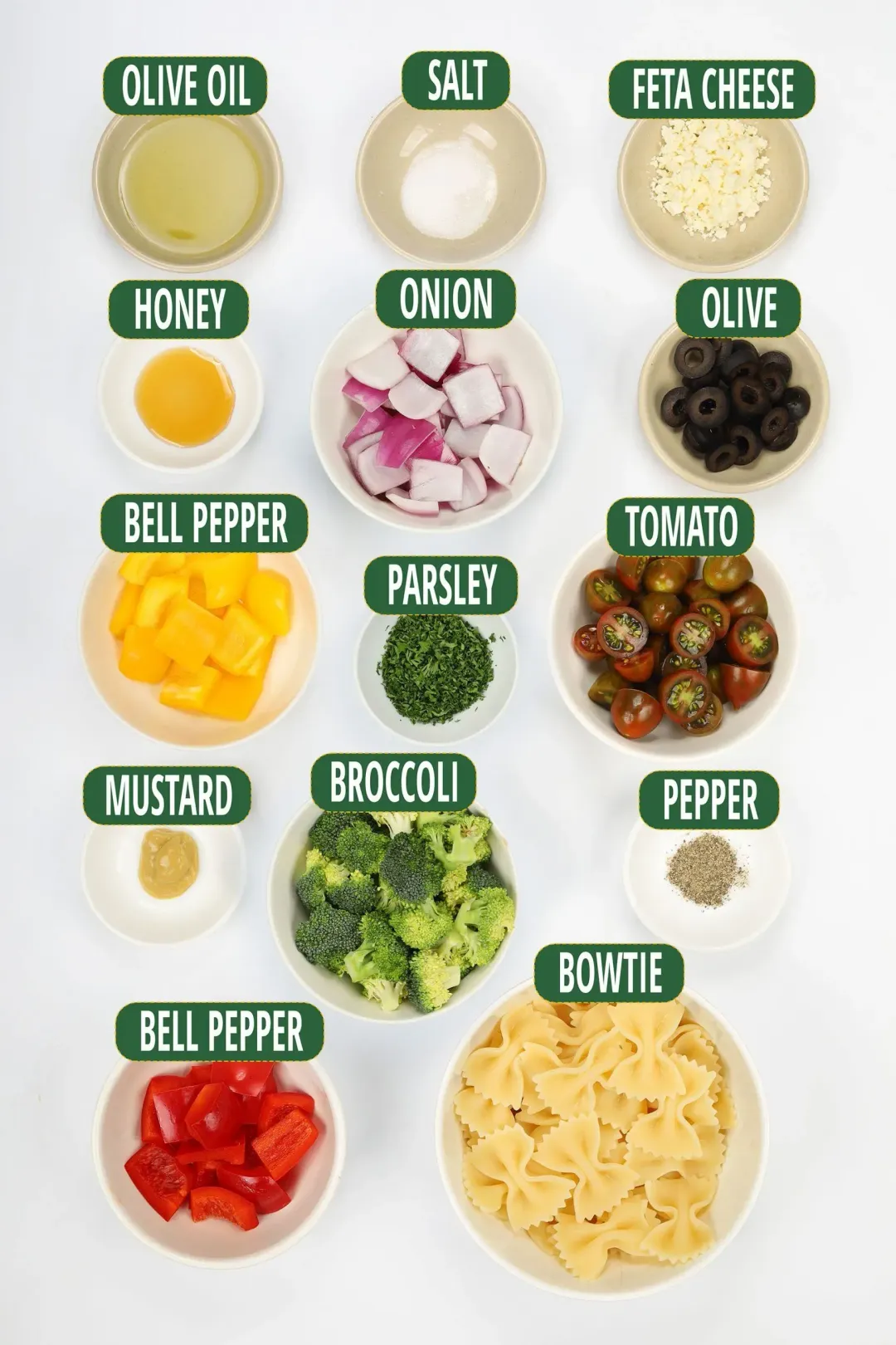 ingredients for bowtie pasta salad scaled