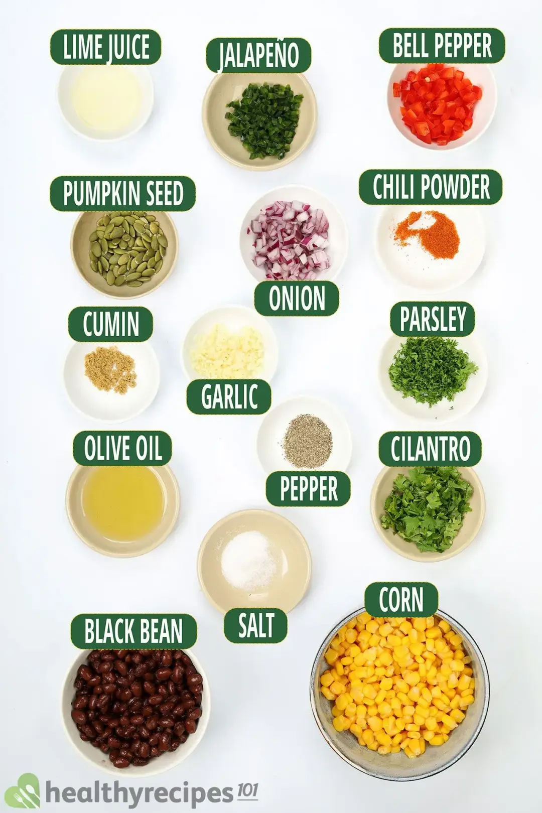 Ingredients for Corn Black Bean Salad