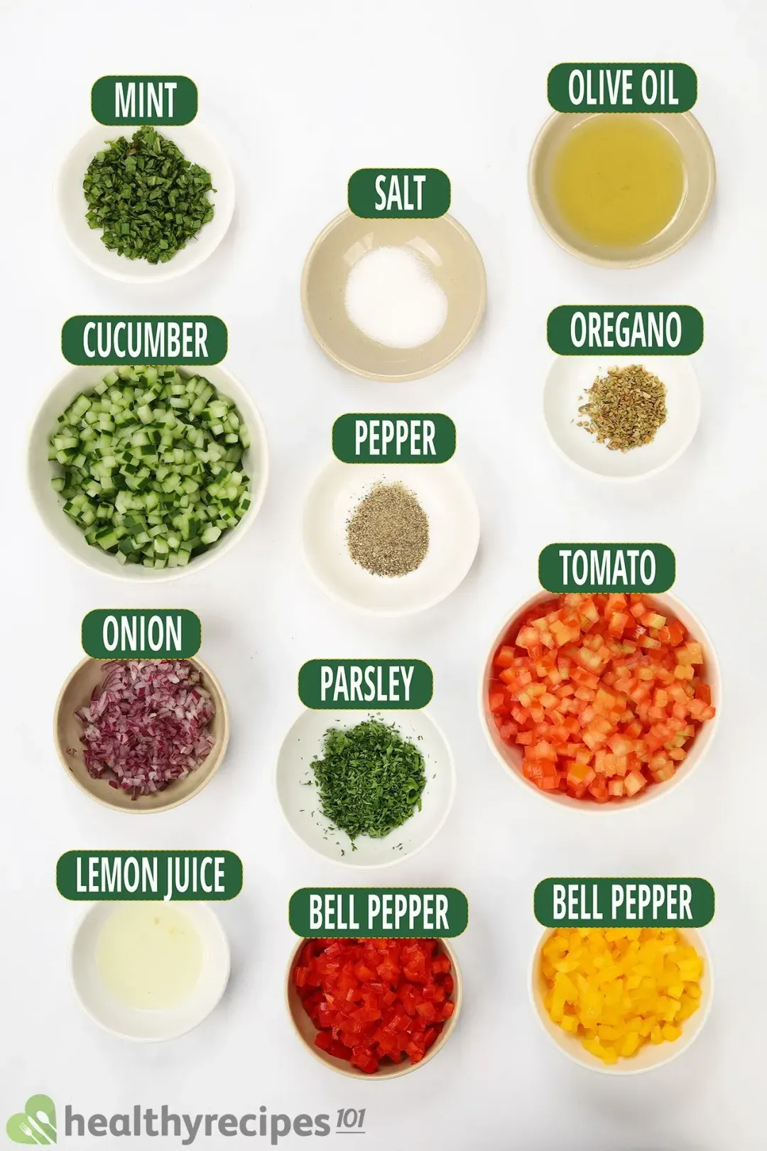 ingredients for Israeli Salad
